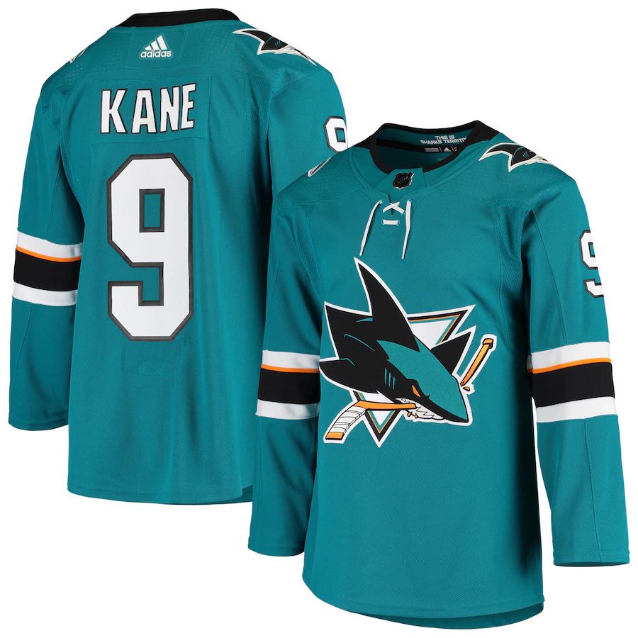 Men San Jose Sharks #9 Evander Kane adidas Teal Home Authentic Player NHL Jersey->customized nhl jersey->Custom Jersey